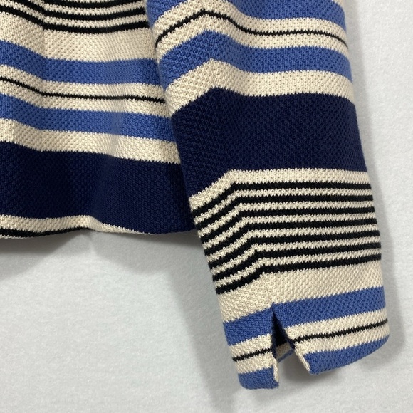 Anne Klein Stripe Tulip Hem Jacket Blue and Cream - Picture 8 of 14